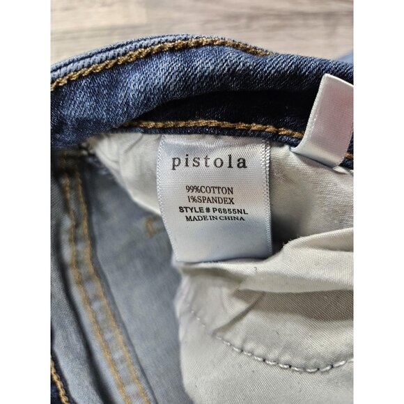 Pistola Jeans Womens 33 Medium Wash Distressed Ankle Zip Hem Stretch Pants - Picture 7 of 13